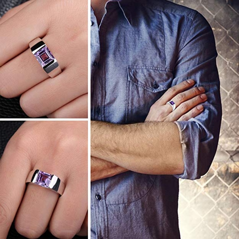 💜 Men's 3.3ct Alexandrite Ring - 925 Sterling Silver - Picture 3 of 6
